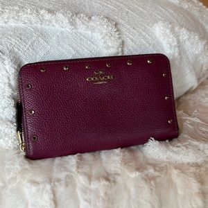 Raspberry Coach Swarovski beveled Wallet